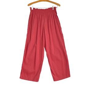 Old Navy Clip Dots Wide Leg Crop Pants Sz S Pink Pull On Elastic Waist Pockets